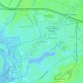 North Woodmere topographic map, elevation, terrain