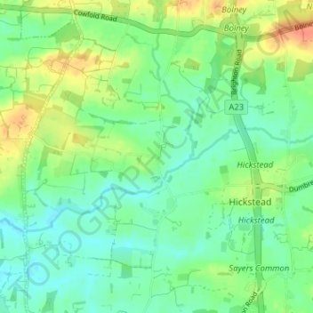 Twineham Green topographic map, elevation, terrain
