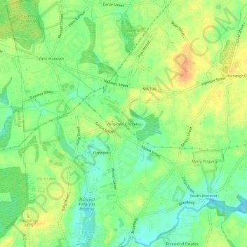 Winslows Crossing topographic map, elevation, terrain
