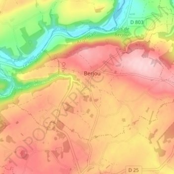 Les Cours topographic map, elevation, terrain
