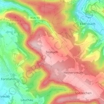 Tennach topographic map, elevation, terrain