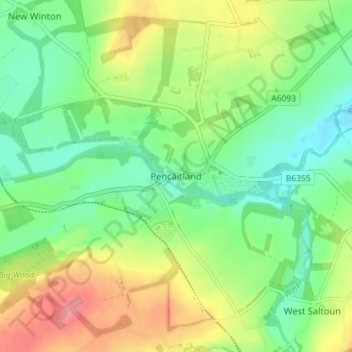 Pencaitland topographic map, elevation, terrain
