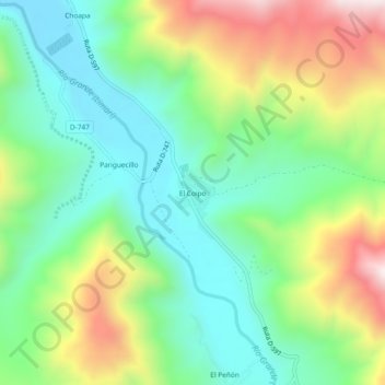 El Coipo topographic map, elevation, terrain