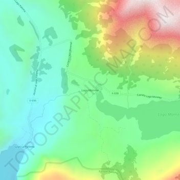 Lago Monreal topographic map, elevation, terrain