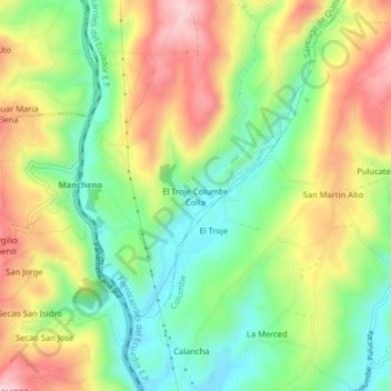 El Troje Columbe Colta topographic map, elevation, terrain