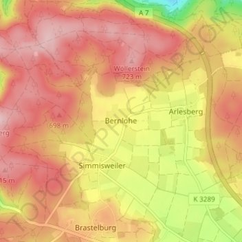 Bernlohe topographic map, elevation, terrain
