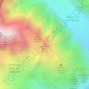 Petit Mont Blanc topographic map, elevation, terrain