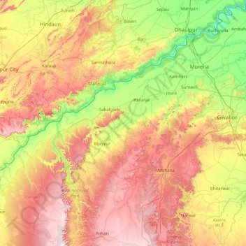 Morena topographic map, elevation, terrain