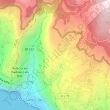 Fajã e Eiras topographic map, elevation, terrain