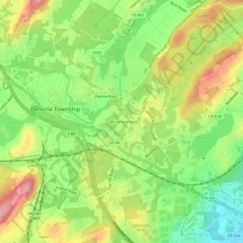 Lake Arrowhead topographic map, elevation, terrain
