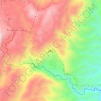 Obo topographic map, elevation, terrain