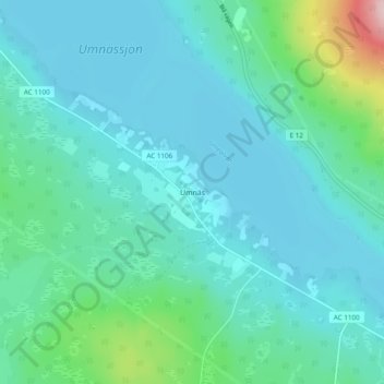 Umnäs topographic map, elevation, terrain