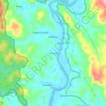 Pinang topographic map, elevation, terrain