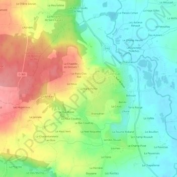 La Mare Pichot topographic map, elevation, terrain