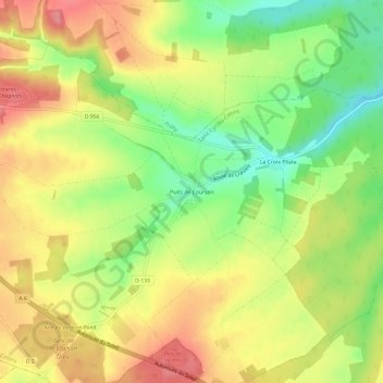 Puits de Courson topographic map, elevation, terrain