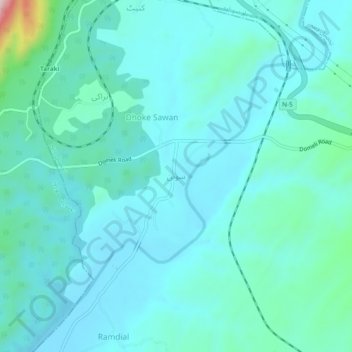 Sohan topographic map, elevation, terrain