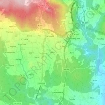 Feros topographic map, elevation, terrain
