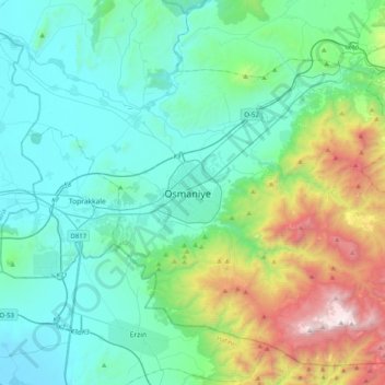 Osmaniye topographic map, elevation, terrain