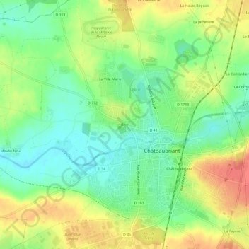 Béré topographic map, elevation, terrain