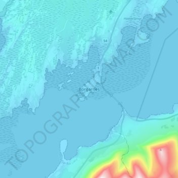 Borgarnes topographic map, elevation, terrain