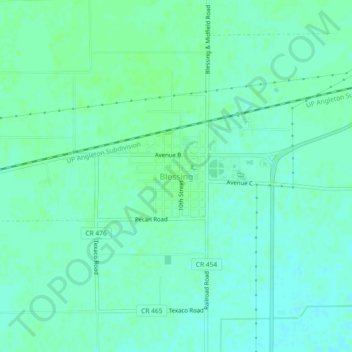 Blessing topographic map, elevation, terrain
