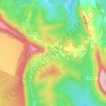 Población de Arreba topographic map, elevation, terrain