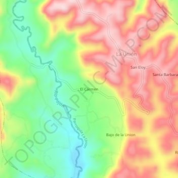 El Carmen topographic map, elevation, terrain