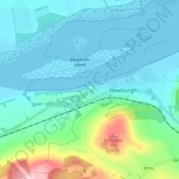 Mugdrum topographic map, elevation, terrain