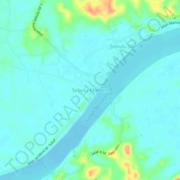 Sebulu Modern topographic map, elevation, terrain