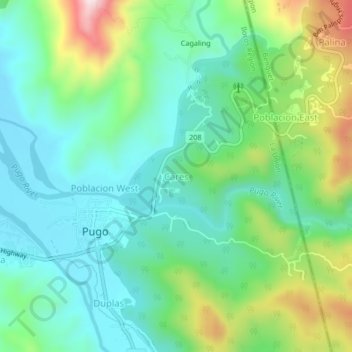 Cares topographic map, elevation, terrain
