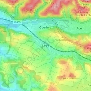 Barbis topographic map, elevation, terrain