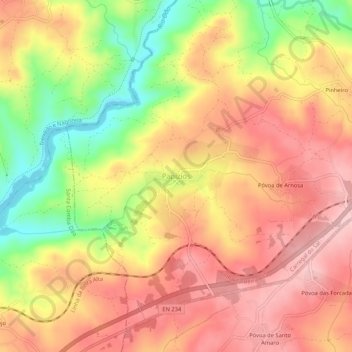 Papízios topographic map, elevation, terrain