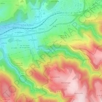 Cotatay topographic map, elevation, terrain