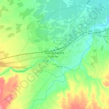Guercif topographic map, elevation, terrain