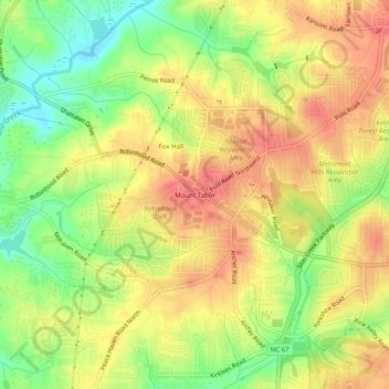 Mount Tabor topographic map, elevation, terrain