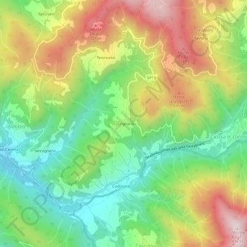Luscignano topographic map, elevation, terrain