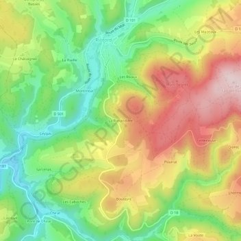 La Rimandière topographic map, elevation, terrain