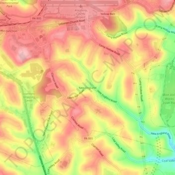 New England topographic map, elevation, terrain
