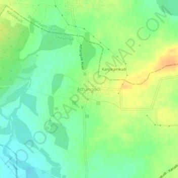 Athangudi topographic map, elevation, terrain