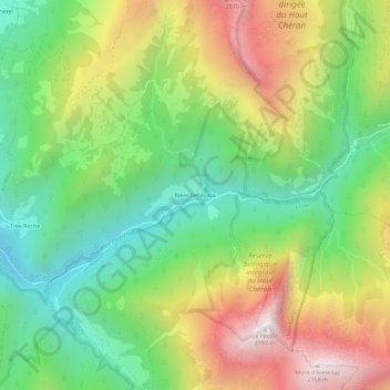 Rière Bellevaux topographic map, elevation, terrain