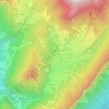 Les Beauches topographic map, elevation, terrain