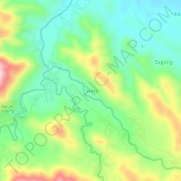 Ciwaru topographic map, elevation, terrain