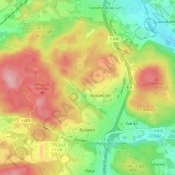 Byhöjden topographic map, elevation, terrain