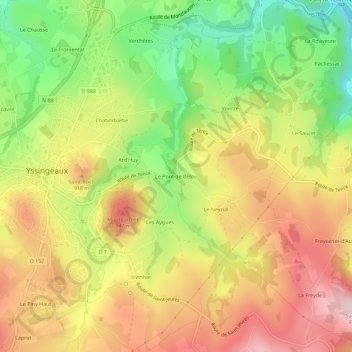 Le Pont de Belou topographic map, elevation, terrain