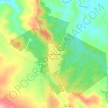 Cidade Zigurats topographic map, elevation, terrain