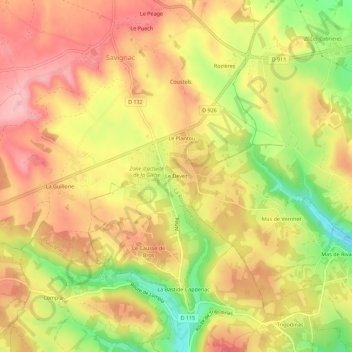 Le Devez topographic map, elevation, terrain