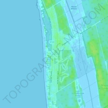 Tirrenia topographic map, elevation, terrain