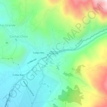 Vilcacoto topographic map, elevation, terrain