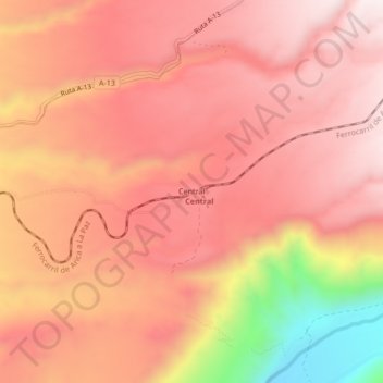 Central topographic map, elevation, terrain