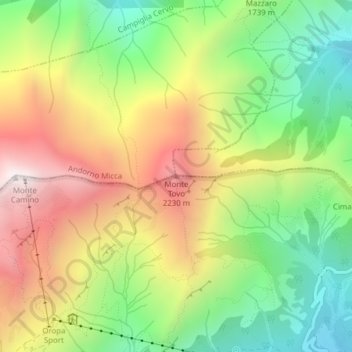Monte Tovo topographic map, elevation, terrain